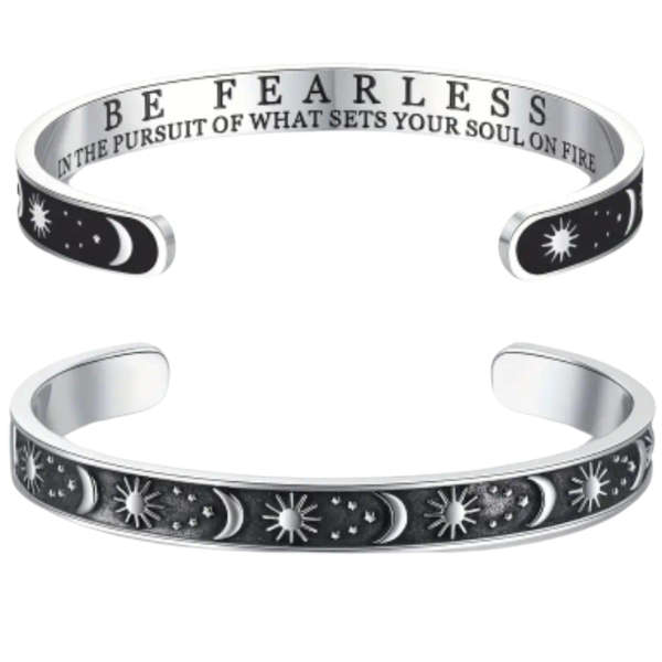 Courages Call: Be Fearless Stainless Steel Cuff Bracelet