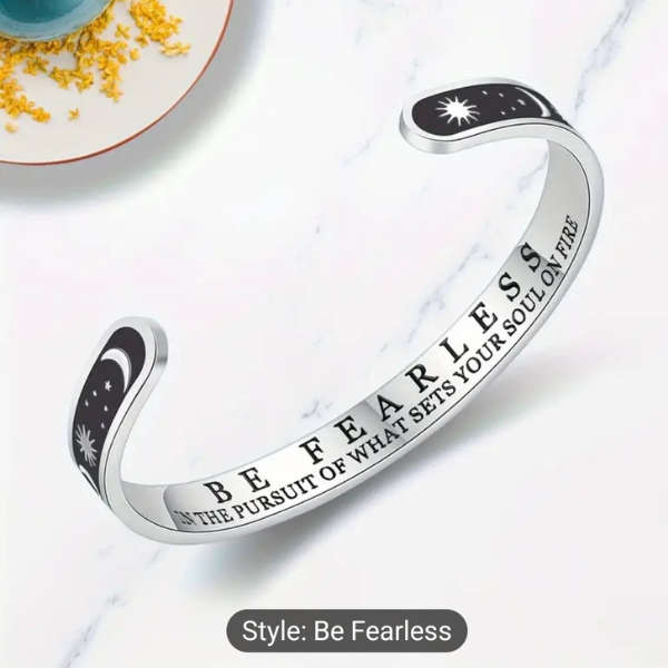 Courages Call: Be Fearless Stainless Steel Cuff Bracelet