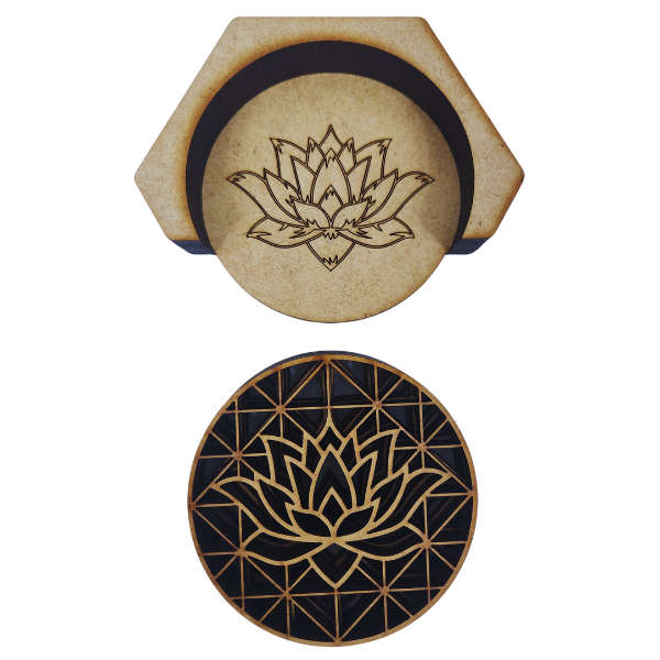 Elegant Lotus Coaster Set with Holder