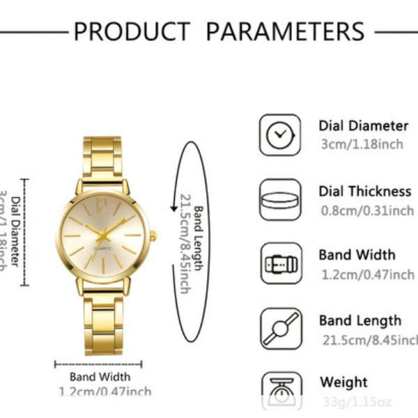 Eternal Heart: Gold-Plated Watch & Jewelry Set