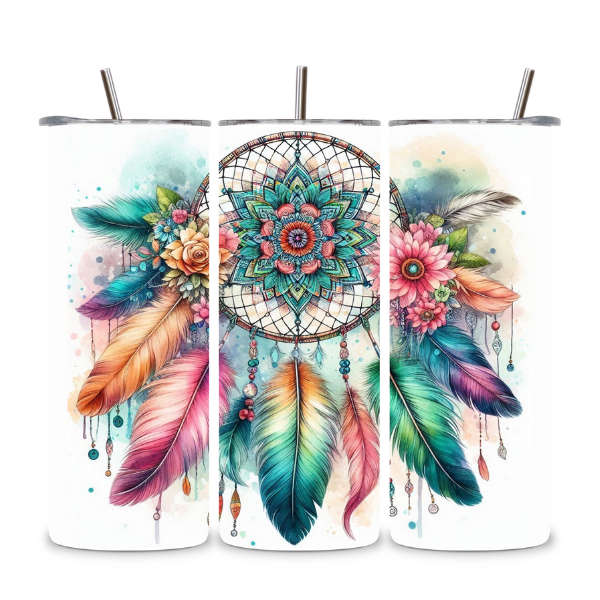 Floral Boho Dreamcatcher Tumbler