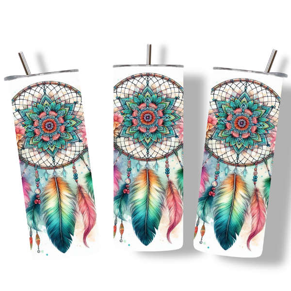 Floral Boho Dreamcatcher Tumbler
