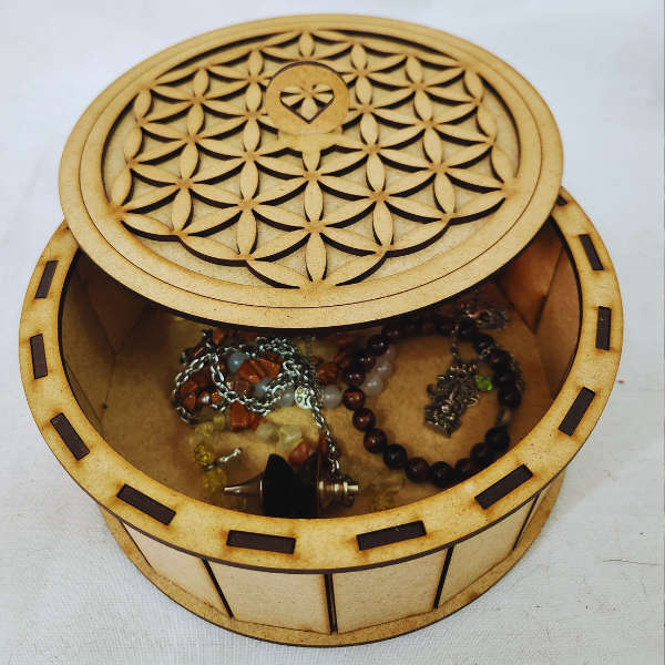 Flower of Life Round Trinket Box