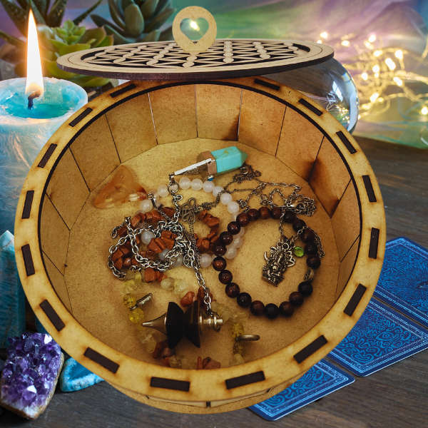 Flower of Life Round Trinket Box