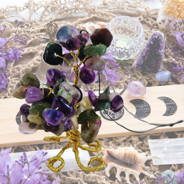 Fluorite Gem Tree Rearview Mirror Charm