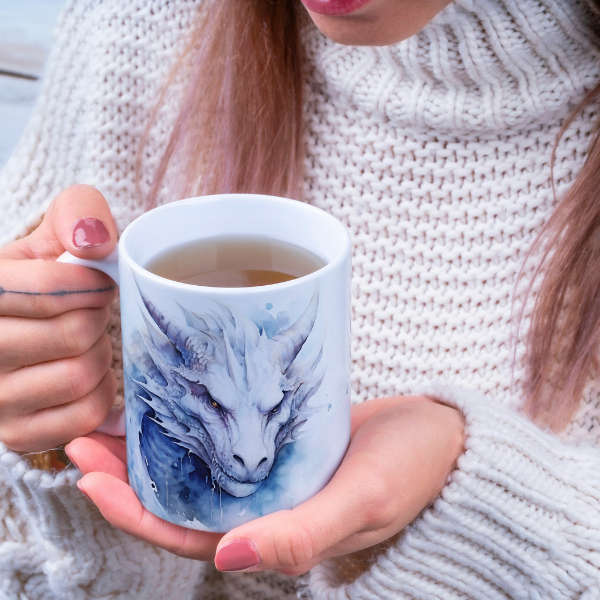 Frostfire Guardian Dragon Mug
