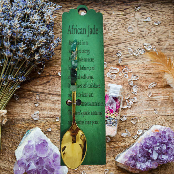 Golden Altar Spoon with African Jade