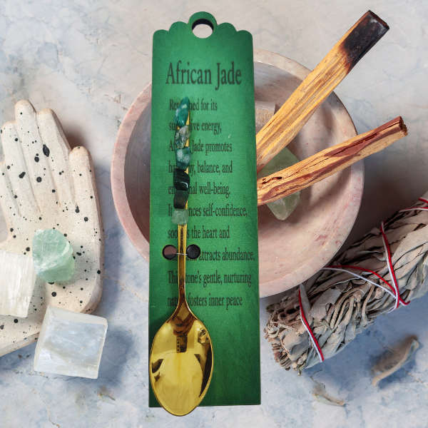 Golden Altar Spoon with African Jade