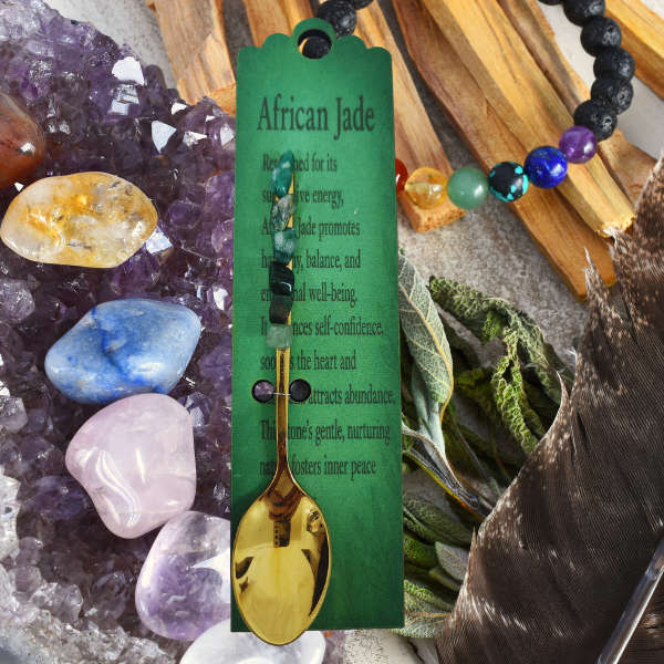 Golden Altar Spoon with African Jade