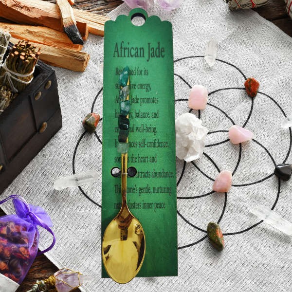 Golden Altar Spoon with African Jade