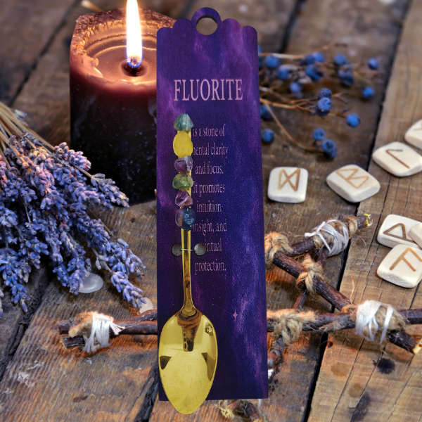 Golden Altar Spoon with Fluorite