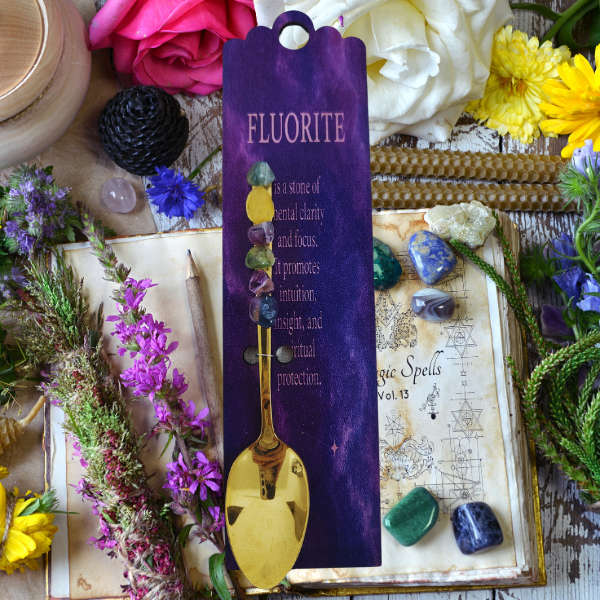Golden Altar Spoon with Fluorite