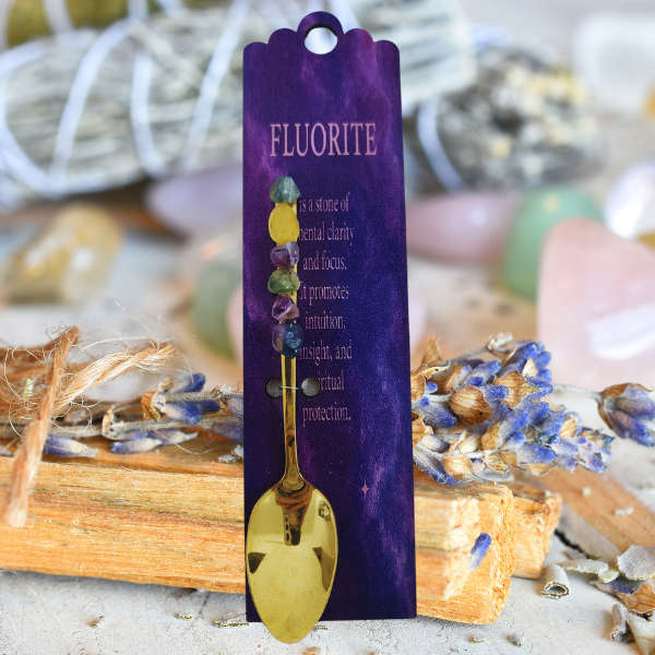 Golden Altar Spoon with Fluorite