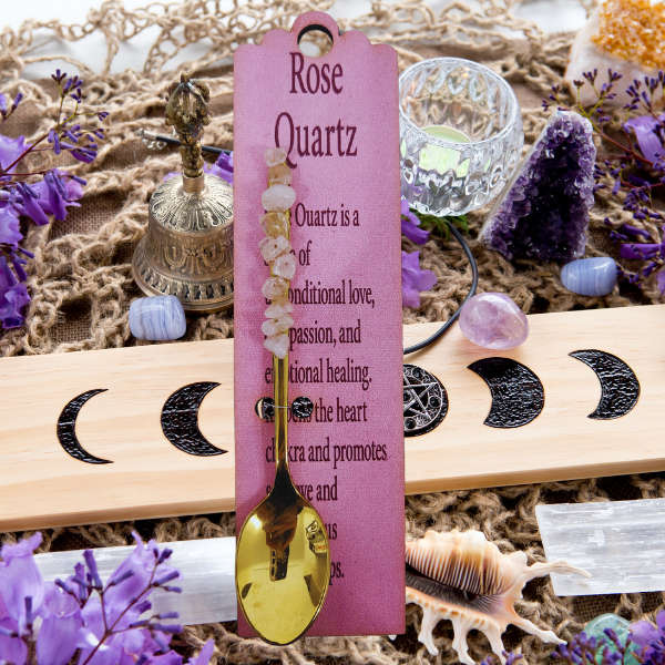 Golden Altar Spoon with Rose Quartz