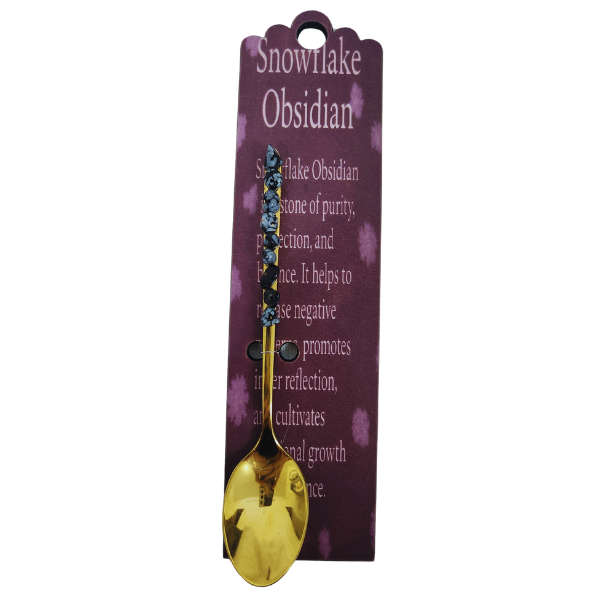 Golden Altar Spoon with Snowflake Obsidian