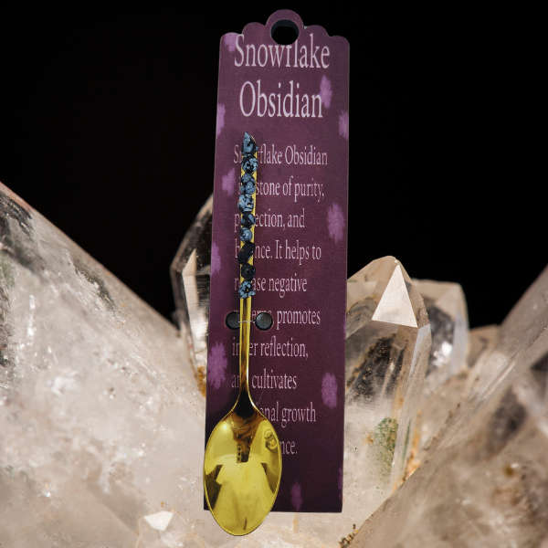 Golden Altar Spoon with Snowflake Obsidian