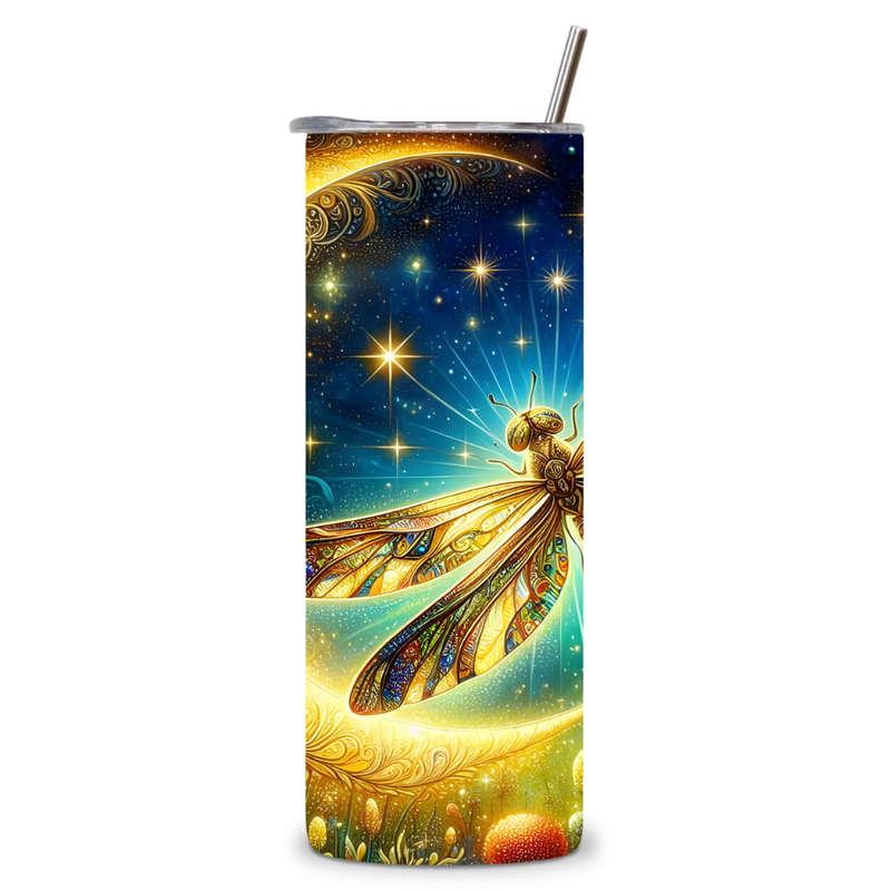 Golden Dragonfly & Crescent Moon Tumbler