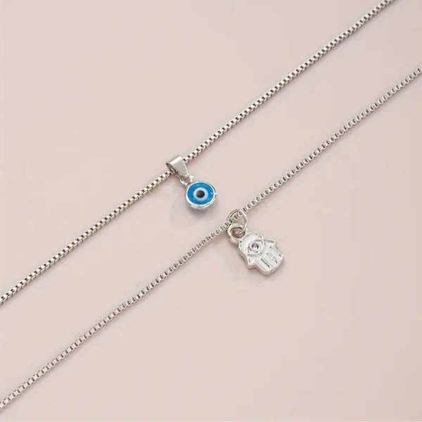 Guardian Spirits: Evil Eye & Hamsa Hand Double Necklace 