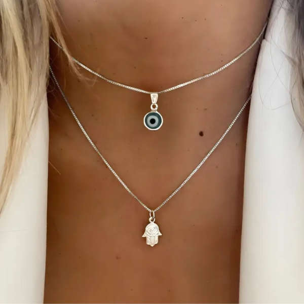 Guardian Spirits: Evil Eye & Hamsa Hand Double Necklace 