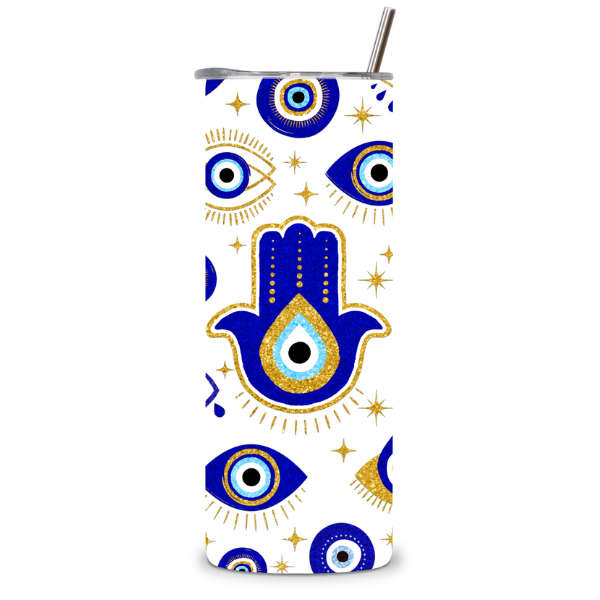 Hamsa Protection Glitter Tumbler
