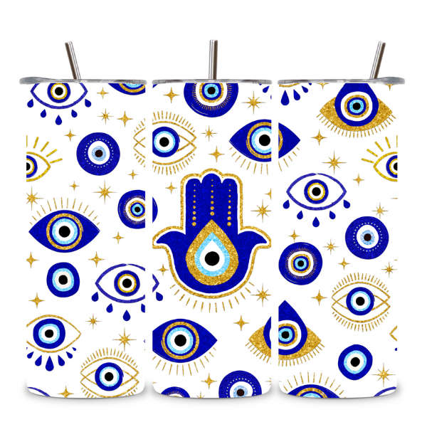 Hamsa Protection Glitter Tumbler