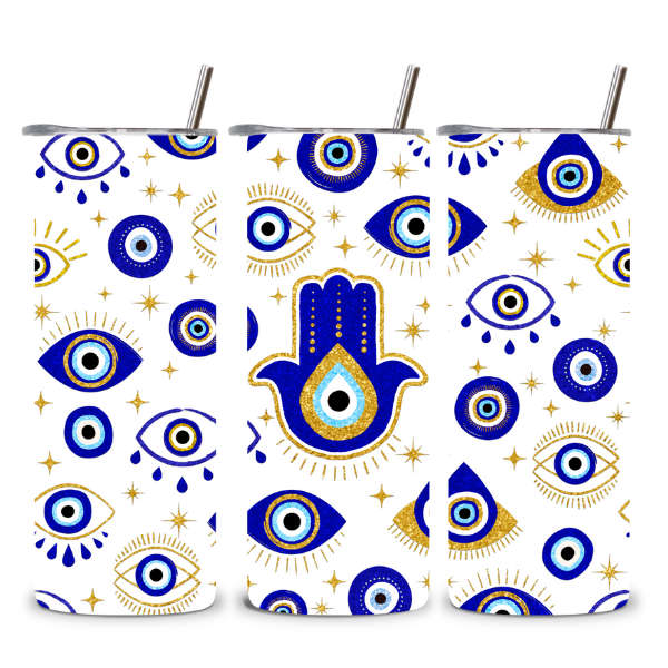 Hamsa Protection Glitter Tumbler