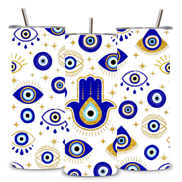 Hamsa Protection Glitter Tumbler