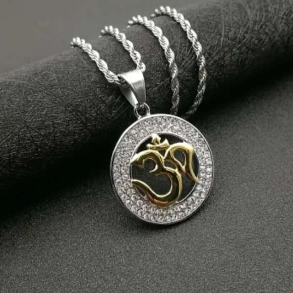 Harmonic Balance: Silver & Gold Om Necklace 