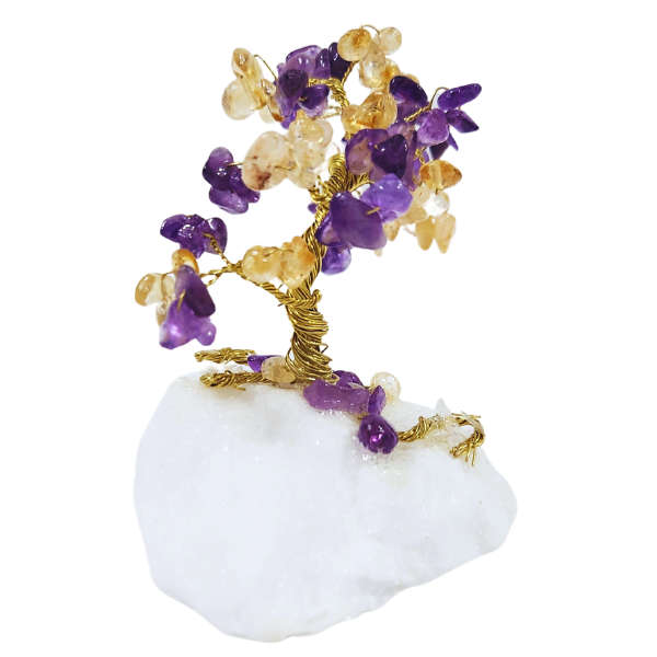 Harmonious Fusion Amethyst and Citrine Crystal Gem Tree