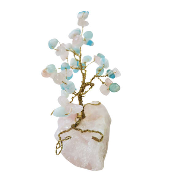 Harmony's Embrace Italian Murano and Rose Quartz Gem Tree