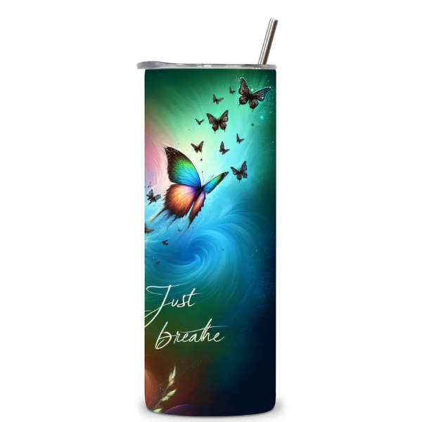 Just Breathe Butterfly & Dandelion Tumbler