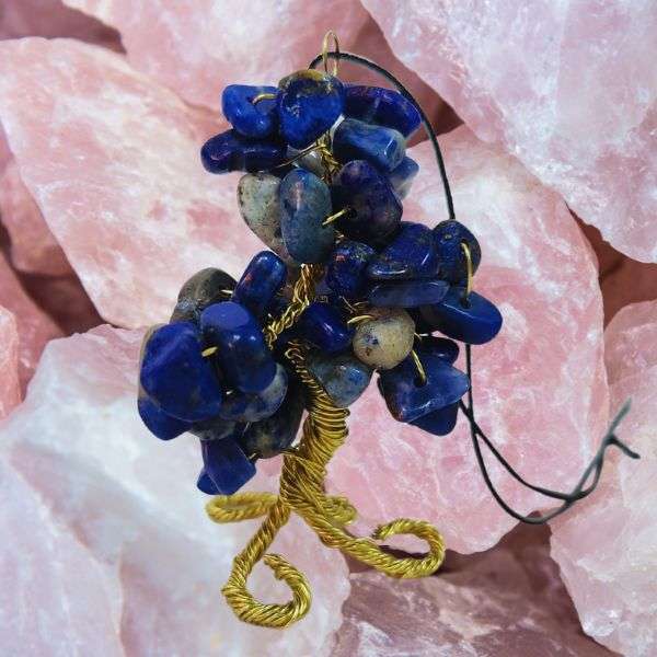 Lapis Lazuli Gem Tree Rearview Mirror Charm