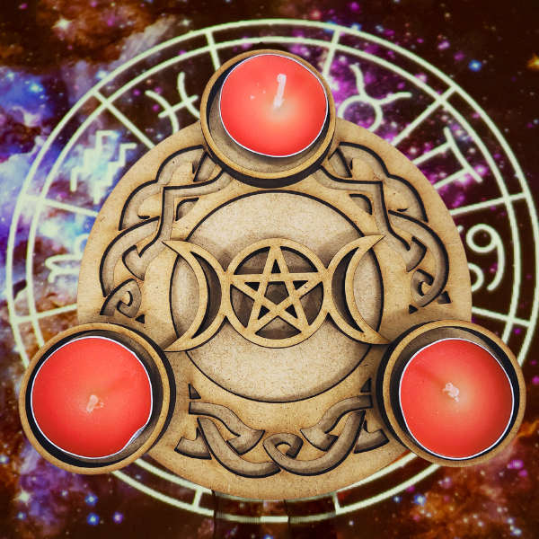 Lunar Enchantment Pentagram Tealight Holder
