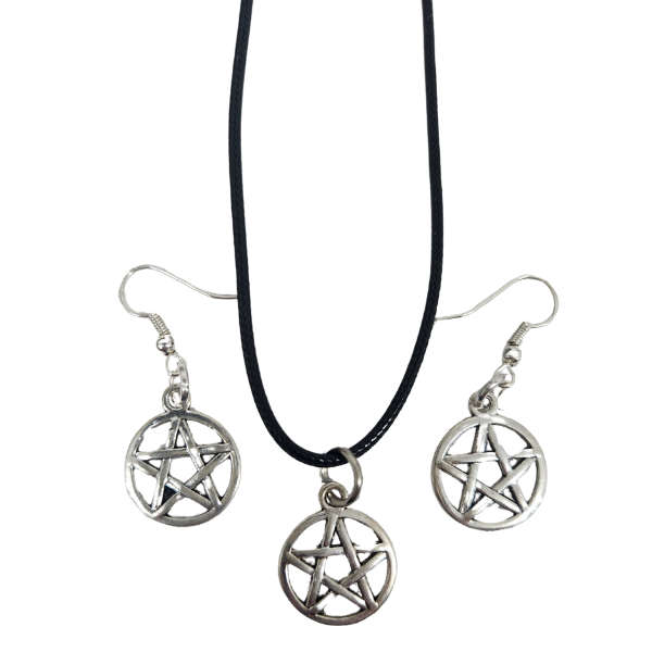 Mystic Pentagram Earrings & Necklace Set  Symbol of Protection & Power