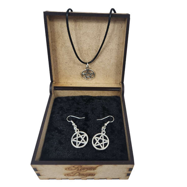 Mystic Pentagram Earrings & Necklace Set  Symbol of Protection & Power