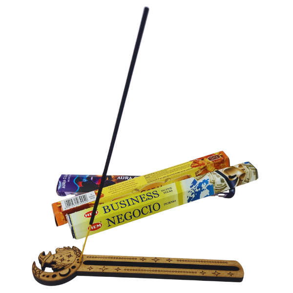 Mystical Cat and Moon Phases Incense Holder