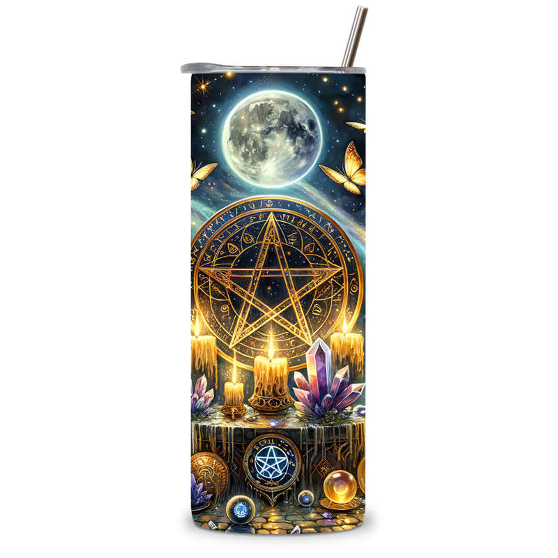 Mystical Moonlit Pentagram Tumbler