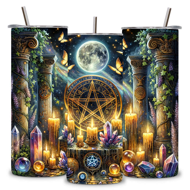 Mystical Moonlit Pentagram Tumbler