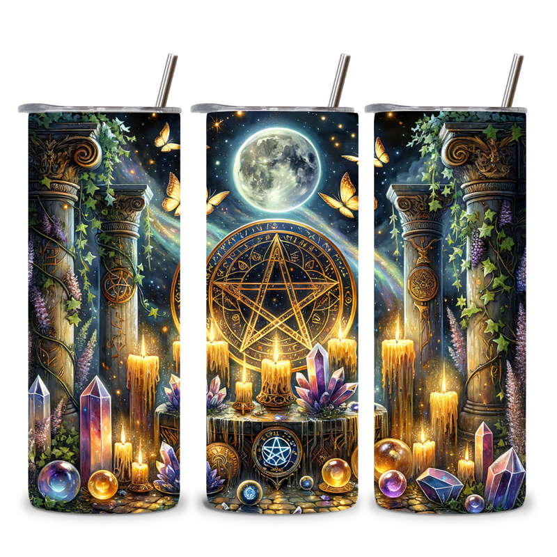 Mystical Moonlit Pentagram Tumbler