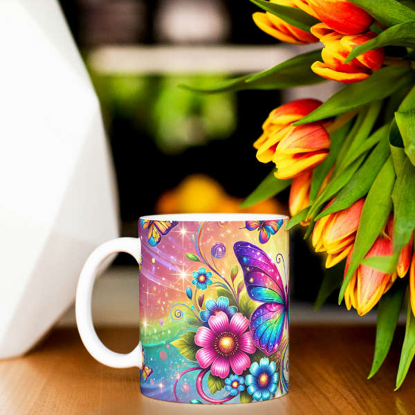 Rainbow Garden Butterfly Mug
