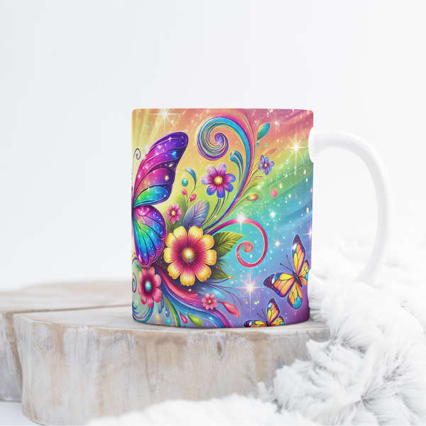 Rainbow Garden Butterfly Mug