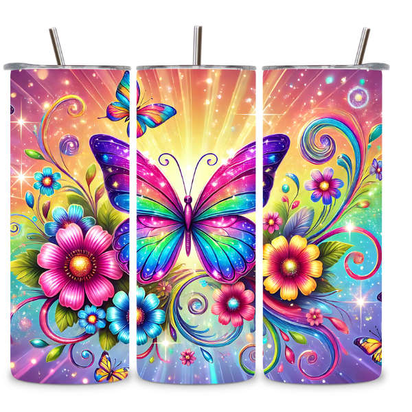 Rainbow Garden Butterfly Tumbler