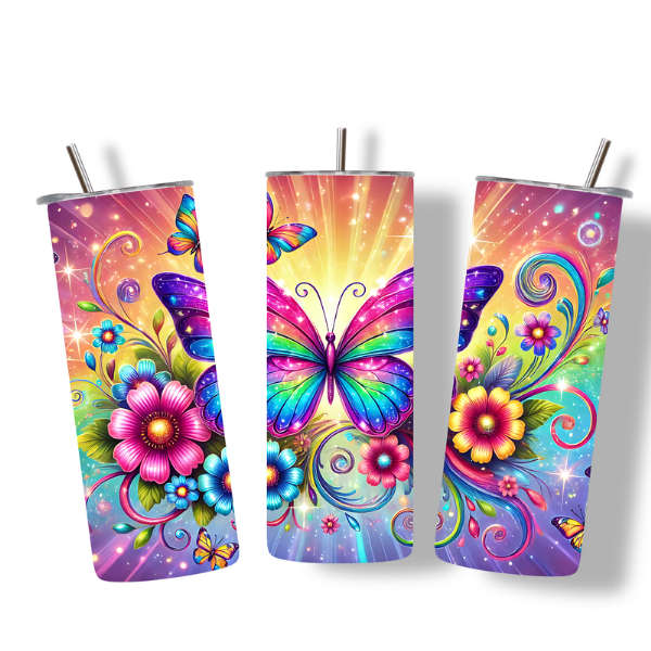 Rainbow Garden Butterfly Tumbler