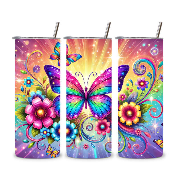 Rainbow Garden Butterfly Tumbler