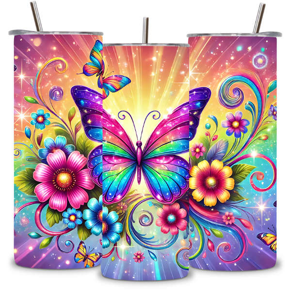 Rainbow Garden Butterfly Tumbler