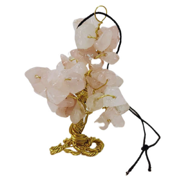 Rose Quartz Gem Tree Rearview Mirror Charm
