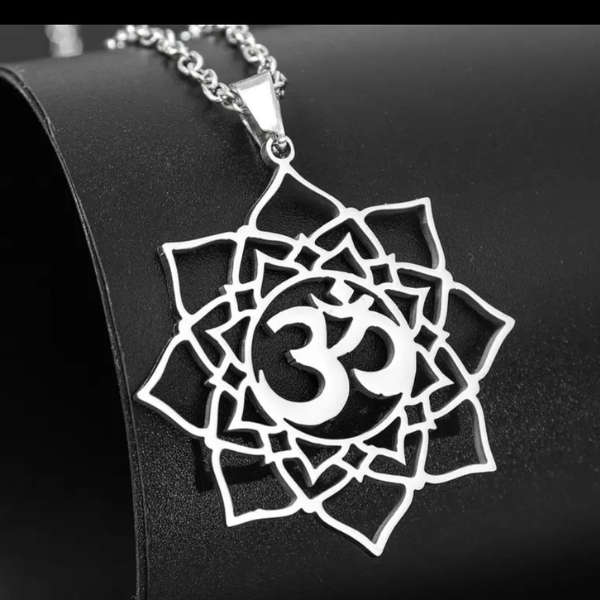Sacred Harmony: Silver Ohm Necklace 