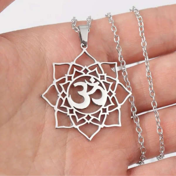 Sacred Harmony: Silver Ohm Necklace 