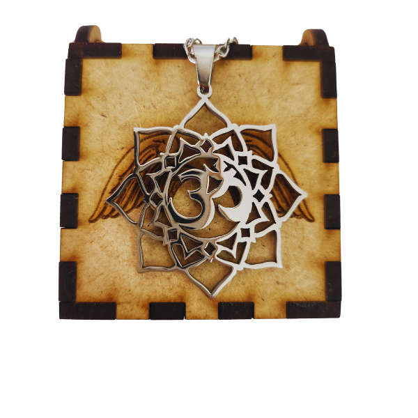 Sacred Harmony: Silver Ohm Necklace 