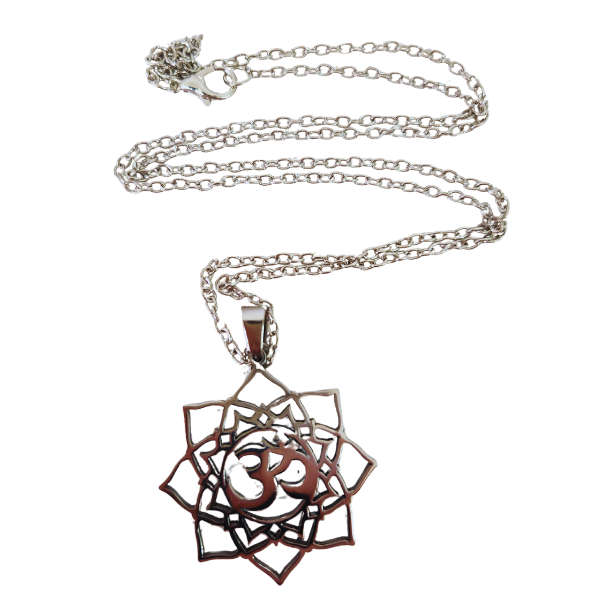 Sacred Harmony: Silver Ohm Necklace 